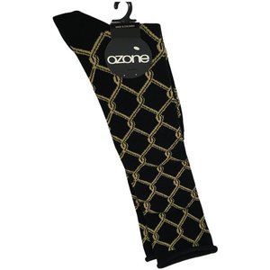 Ozone Design Women's Gold Design Embroidered Signature Socks Black Sz OS DM9
